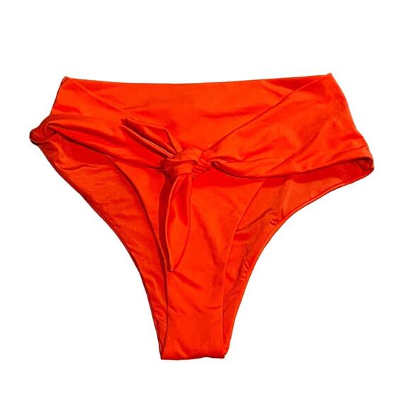 WEWOREWHAT Riviera Bikini Bottom Spicy Orange High Waist Self Tie Swim XS NWT - Picture 10 of 10